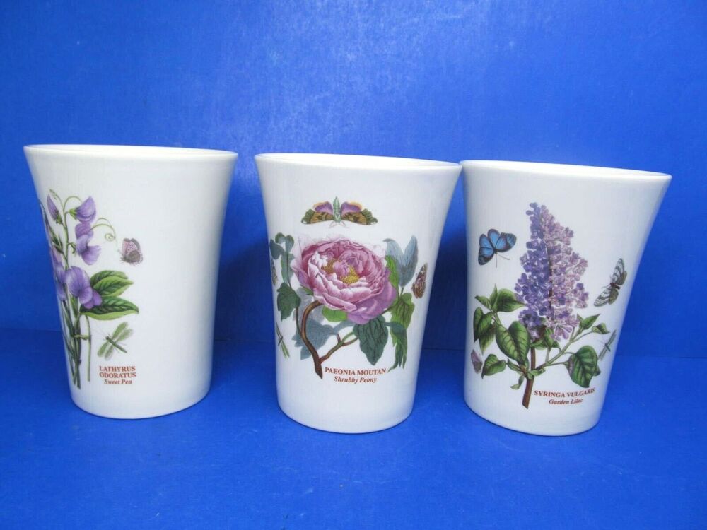 Portmeirion Botanic Garden Susan Williams-Ellis Set Of 3 Various Tumblers 4.5"